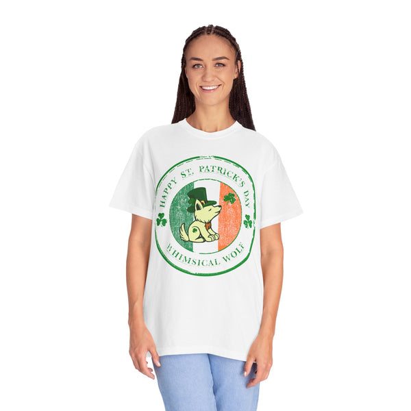 St. Pattys Day  Circle Design Whimsical Wolf - Whimsical Wolf