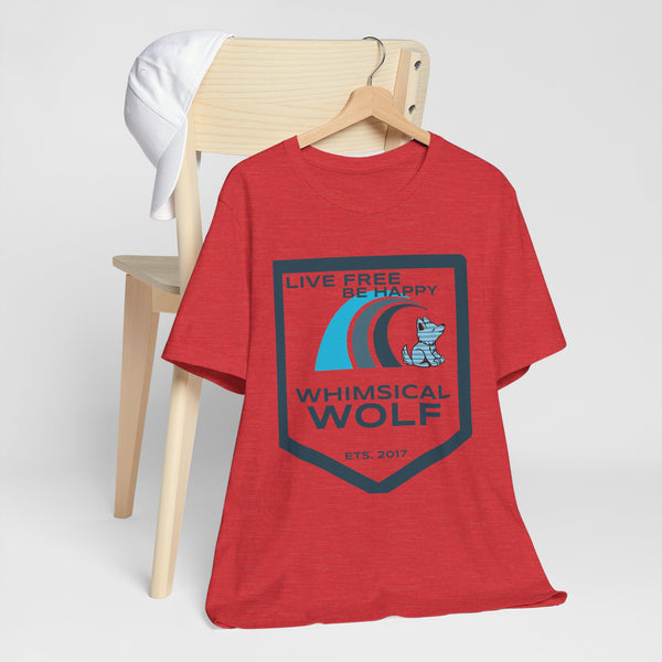 Blue Surf Badge Design - Whimsical Wolf