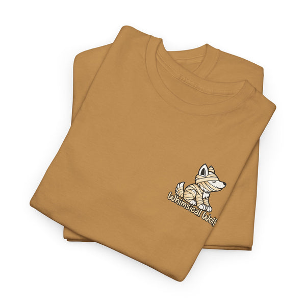 Whimsical Wolf Mummy Tee — Egyptian Pyramid Graphic T-Shirt