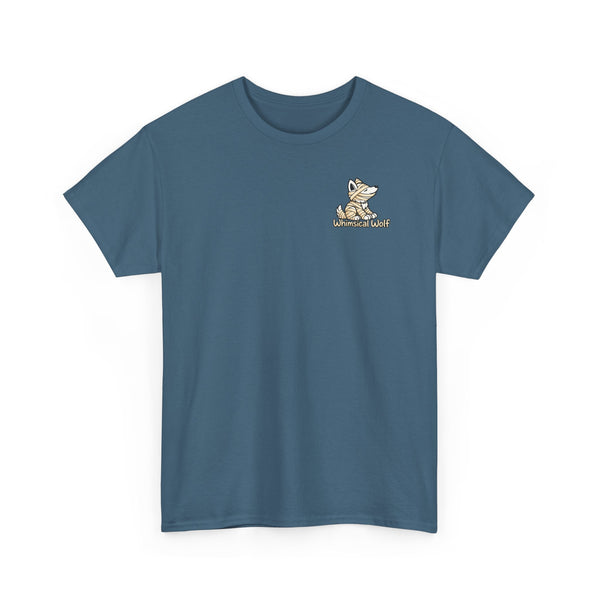 Whimsical Wolf Mummy Tee — Egyptian Pyramid Graphic T-Shirt