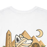 Whimsical Wolf Mummy Tee — Egyptian Pyramid Graphic T-Shirt