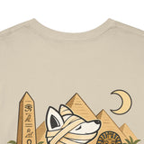 Whimsical Wolf Mummy Tee — Egyptian Pyramid Graphic T-Shirt