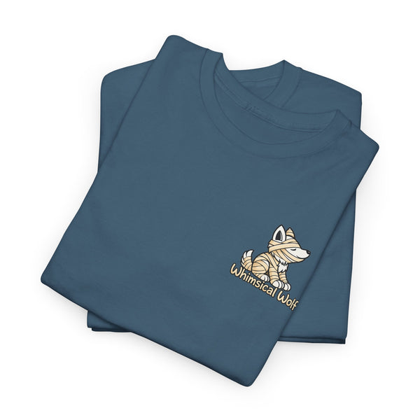 Whimsical Wolf Mummy Tee — Egyptian Pyramid Graphic T-Shirt