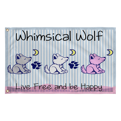 Whimsical Wolf Preppy Flag - Whimsical Wolf