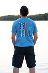 Snow Heather Gray Crew Neck with Red, White, and Navy Blue Patriotic Design - Whimsical Wolf