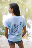 Carolina Blue Short Sleeve with Paw Print Pattern - Whimsical Wolf