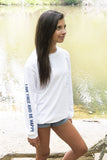 White Long Sleeve with Navy Blue Simple Distressed Pattern - Whimsical Wolf