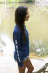 Navy Blue Long Sleeve with White Simple Distressed Pattern - Whimsical Wolf