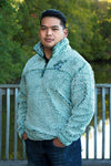 Hunter Green Pullover Sherpa with Chevron Wolf Embroidered Design - Whimsical Wolf