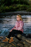 Maroon Pullover Sherpa with Chevron Wolf Embroidered Design - Whimsical Wolf