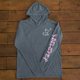 Breast Cancer Grey Long Sleeve Hoodie with Diamond Breast Cancer Design - Whimsical Wolf
