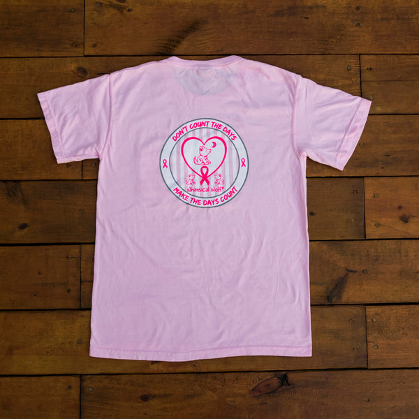 Breast Cancer Pink Short Sleeve with Circle Breast Cancer Design - Whimsical Wolf