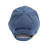 Denim Blue Baseball Cap with Embroidered Wolf Logo in White & Navy Blue - Whimsical Wolf