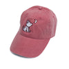 Brick Red Baseball Cap with Embroidered Wolf Logo in White & Burgandy - Whimsical Wolf