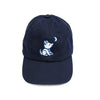 Navy Blue Baseball Cap with Embroidered Wolf Logo in Royal Blue and White - Whimsical Wolf