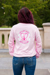 Breast Cancer Pink Long Sleeve with Circle Breast Cancer Design - Whimsical Wolf