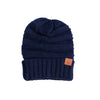 Navy Blue Knit Cuffed Beanie - Whimsical Wolf