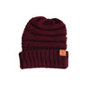 Maroon Knit Cuffed Beanie - Whimsical Wolf