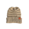 Khaki Knit Cuffed Beanie - Whimsical Wolf