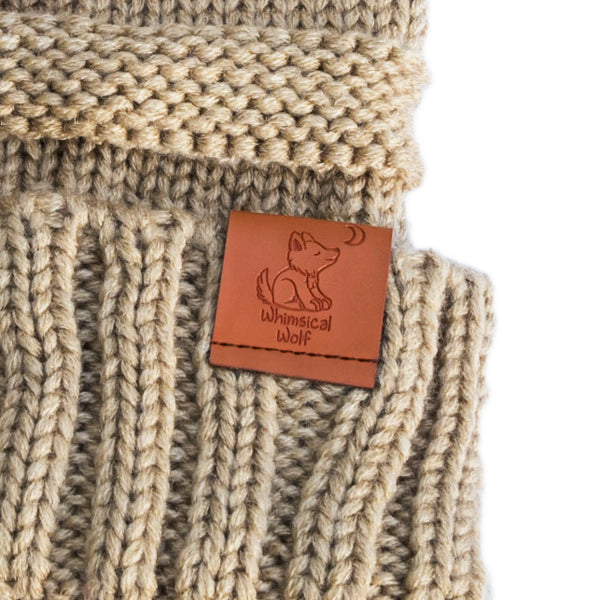 Khaki Knit Cuffed Beanie - Whimsical Wolf