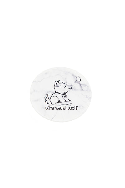 White Marble Phone Socket - Whimsical Wolf