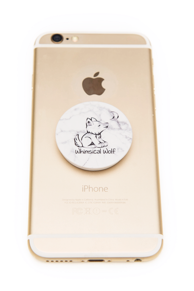 White Marble Phone Socket - Whimsical Wolf