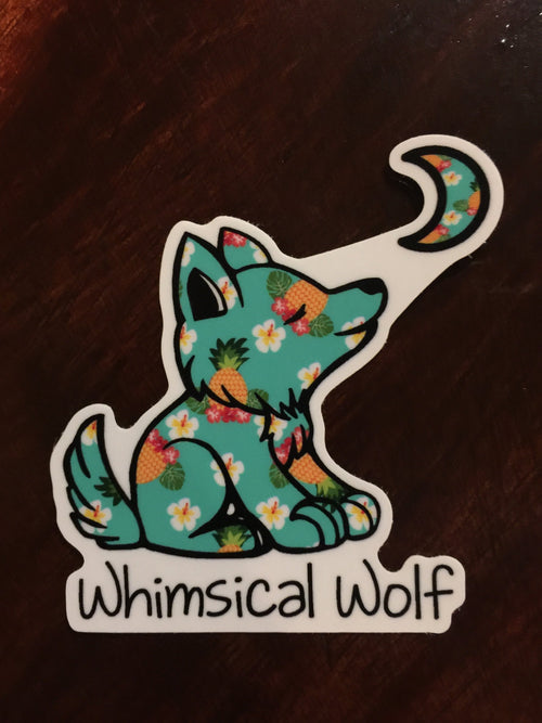 Caribbean Pineapple Sticker 2.5" x 2.5" - Whimsical Wolf