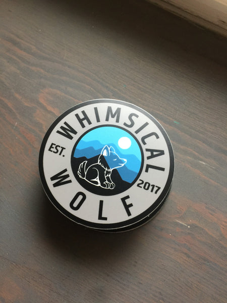 Customizable White Whimsical Wolf Sticker 3.5" x 3.5"