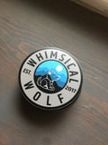 Circular Whimsical Wolf Sticker Vintage Blue - Whimsical Wolf