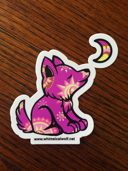 Raspberry Celestial Pattern Sticker 3.5" x 3.5" - Whimsical Wolf