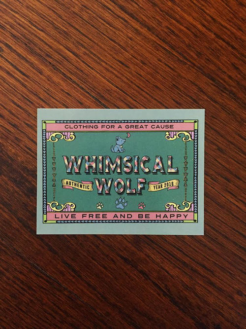Vintage Whimsical Wolf Rectangular Sticker 3.5 " x  2.5" - Whimsical Wolf