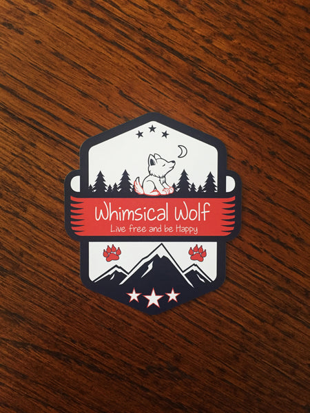 Vintage red white blue Magnet 3" x 3" - Whimsical Wolf