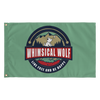 Dark Green Vintage Whimsical Wolf Flag 36