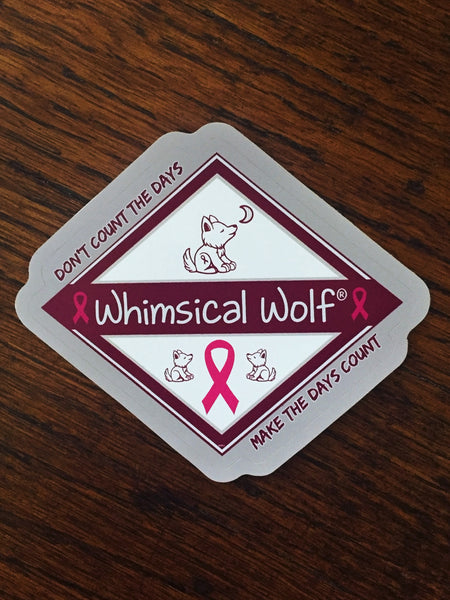 Breast Cancer Diamond Design  Sticker 3.5" x 3.5" - Whimsical Wolf