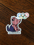 Patriotic Olympic Whimsical Wolf Pattern Sticker 2.5