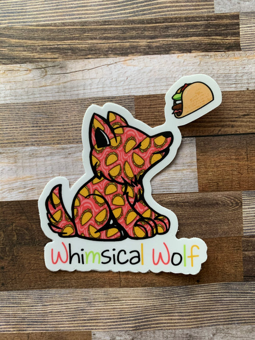 Taco Tuesday Wolf  Pattern Sticker 3.0" x 2.75" - Whimsical Wolf