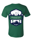 Evergreen Short Sleeve Shirt with white and blue Vintage badge design. - Whimsical Wolf
