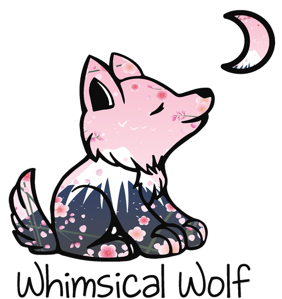 Cherry Blossom 2.5" x 2.5" Sticker - Whimsical Wolf