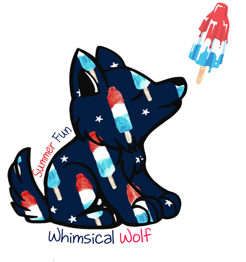 Bomb Pop Whimsical Wolf Sticker 2.5"x 3" Summer Special - Whimsical Wolf