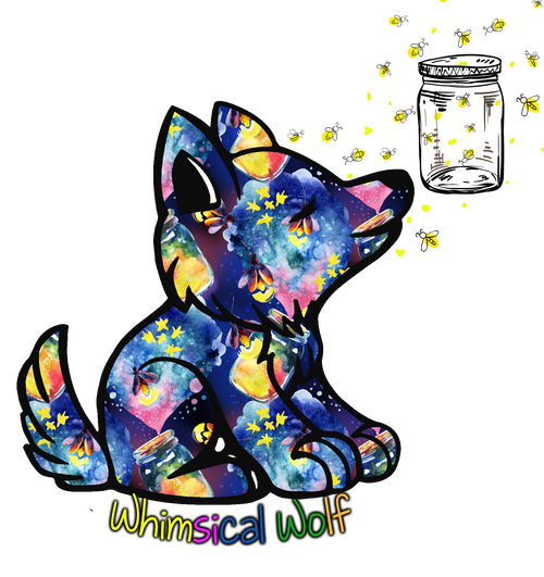 Firefly Whimsical Wolf Design Sticker 2.5" x 3.0" - Whimsical Wolf