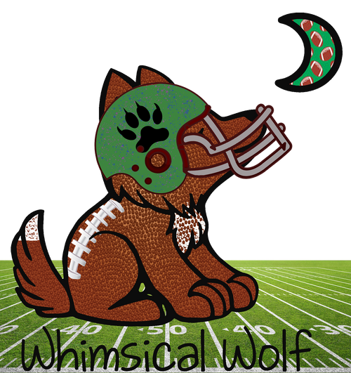 Football Whimsical Wolf Sticker 2.5" x 3.0" - Whimsical Wolf