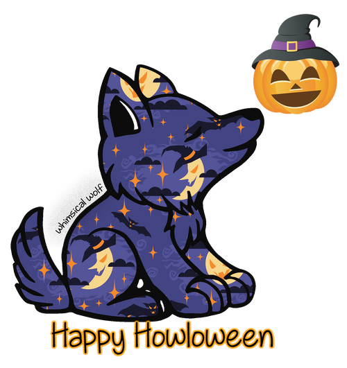 2018 Halloween Design Sticker 2.5" x 3.0" - Whimsical Wolf