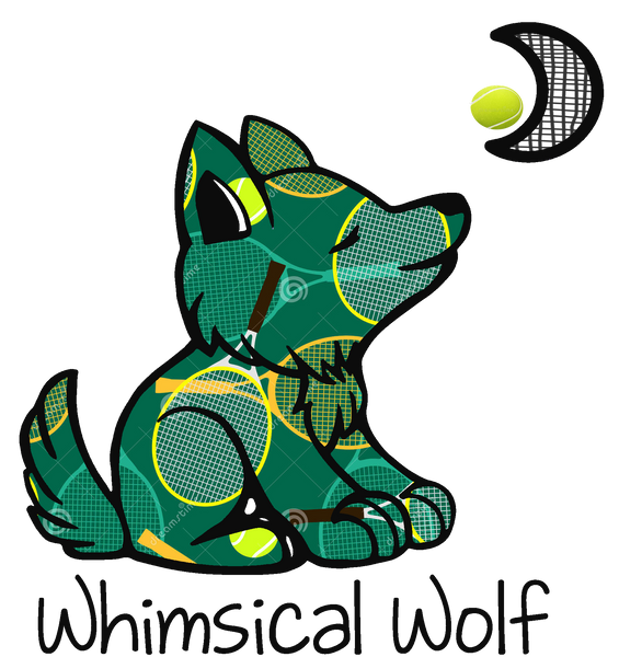 Tennis Whimsical Circle Design  Sticker 2.5" x 2.5" - Whimsical Wolf